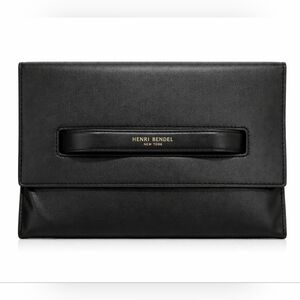 Henri Bendel Mini Black Leather Clutch Case